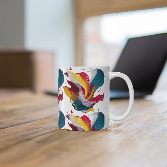 Abstract Paint Splash Mug — Colorful Brushstroke Coffee Cup (11oz)