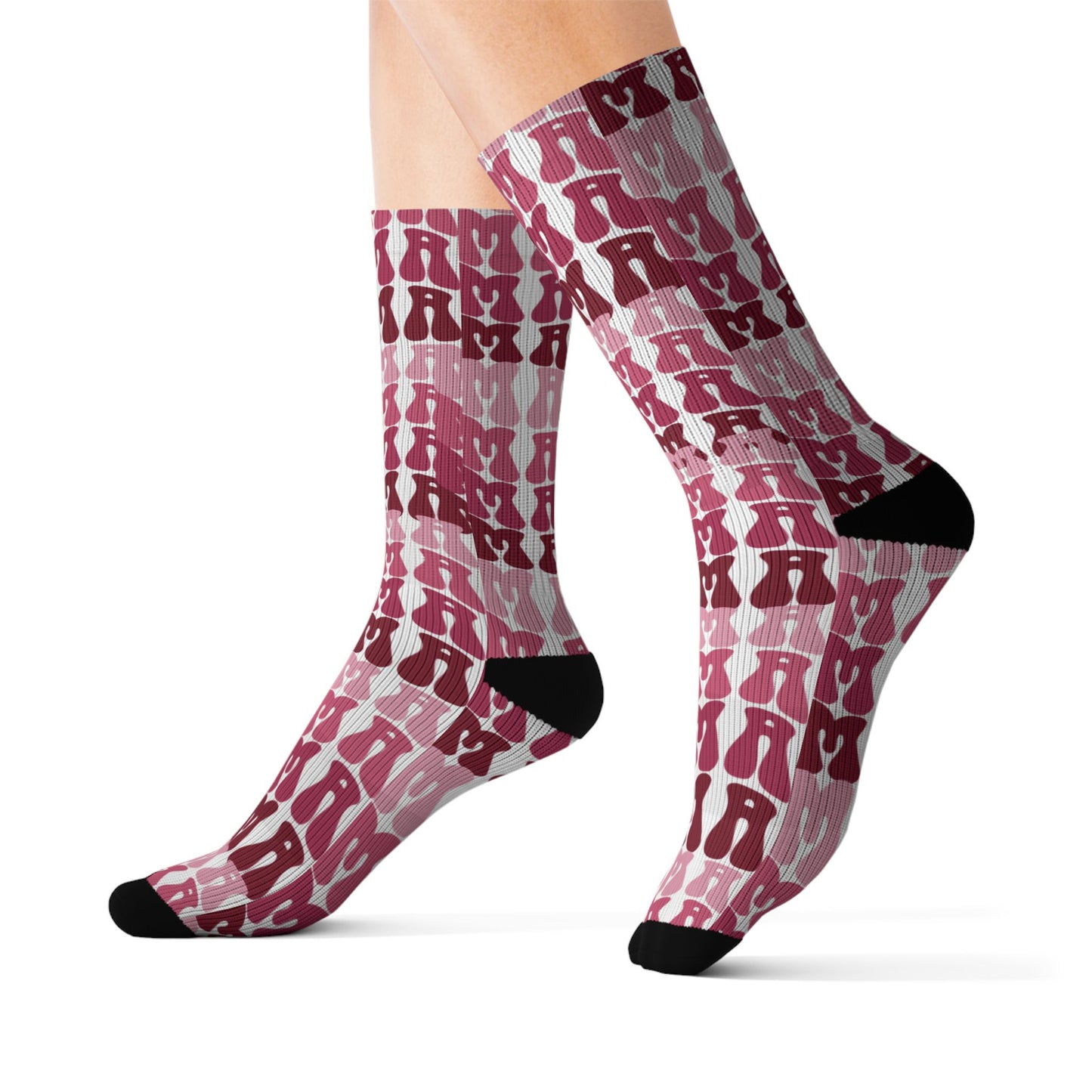 Pink Plaid Sublimation Socks — Custom Patterned Crew Socks