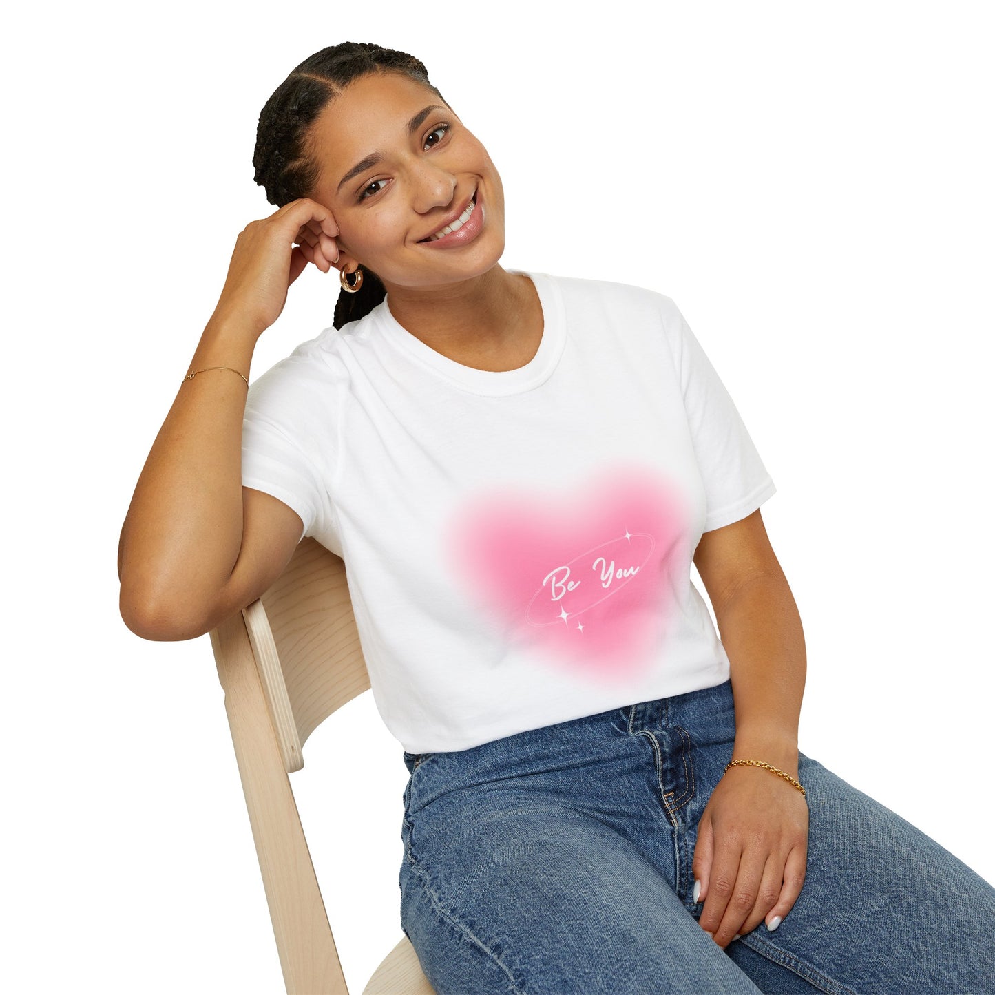 Heart Graphic T-Shirt — Pink “Be You” Inspirational Tee