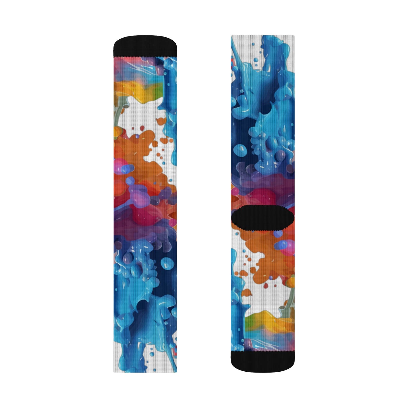 Color Splash Sublimation Socks — Abstract Rainbow Crew Socks