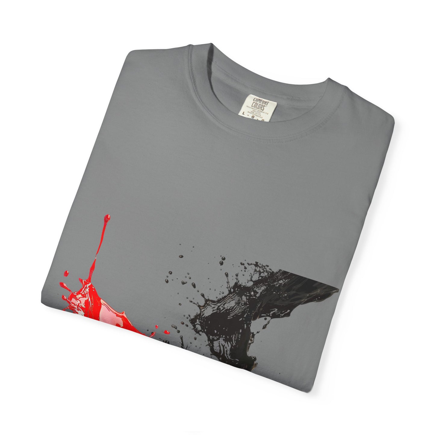 Ink Splash Graphic T-Shirt — Red & Black Abstract Art Tee
