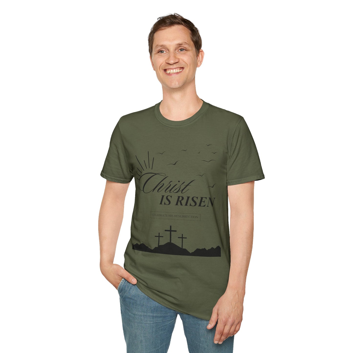 Christ Is Risen T-Shirt — Easter Christian Faith Tee with Crosses