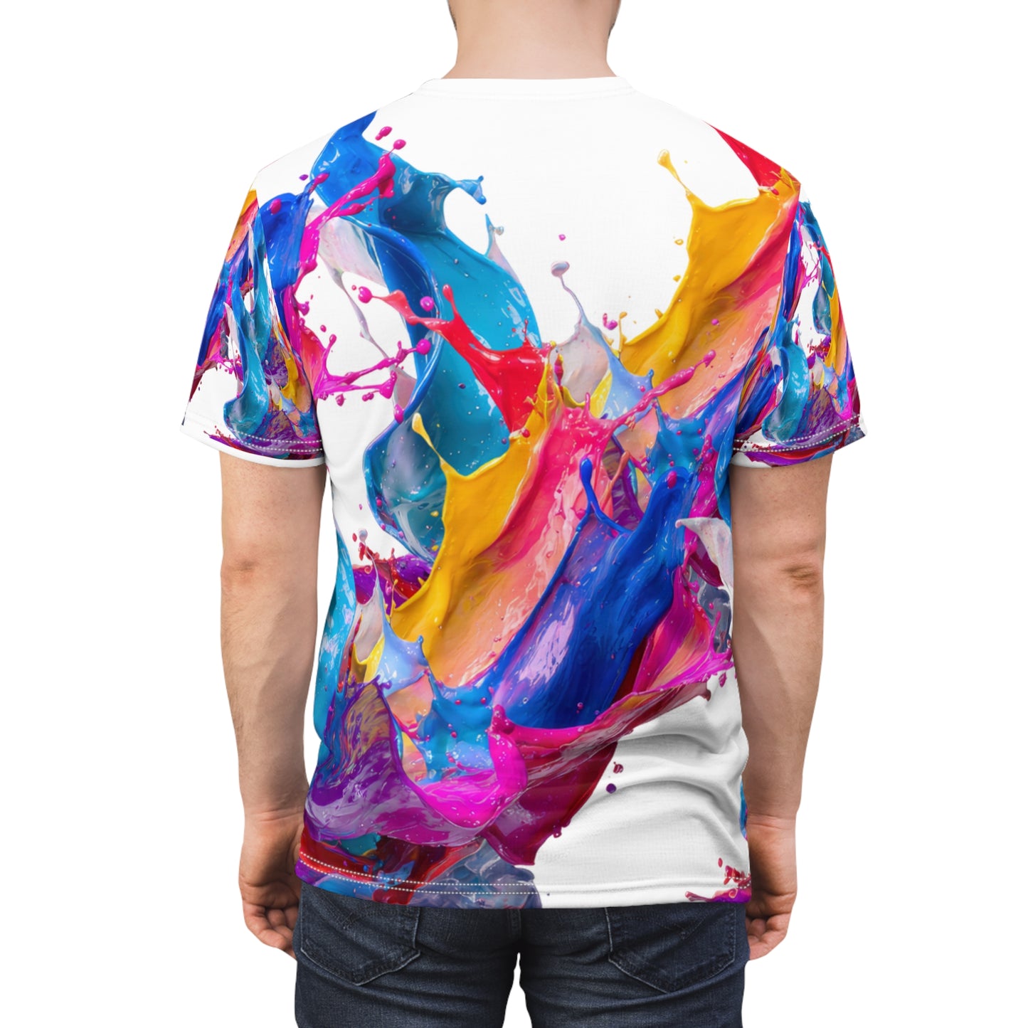 Abstract Paint Splash Tee — Colorful All-Over Print Art Shirt