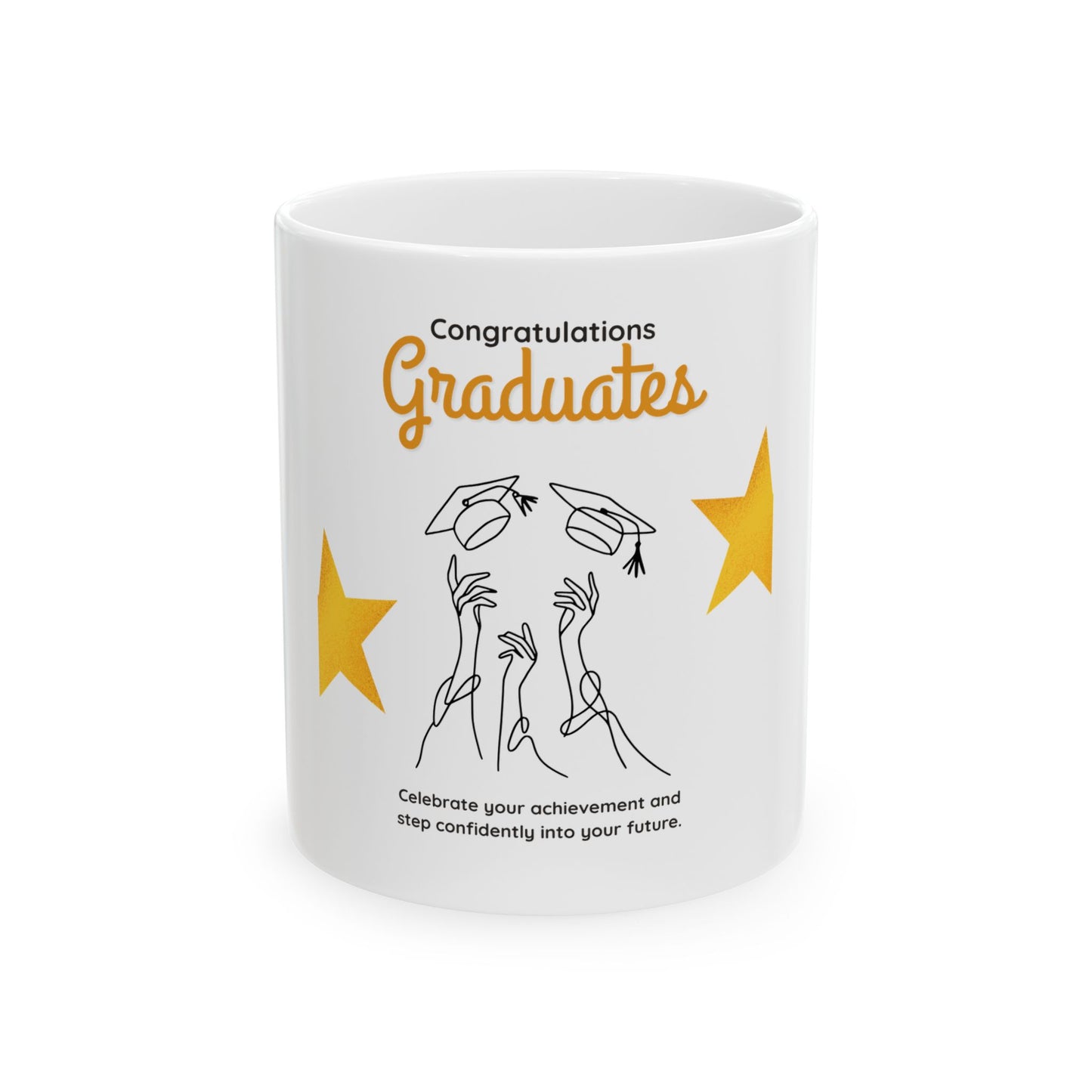 Graduation Stars Ceramic Mug – "Congratulations Graduates" Gift Coffee Cup (11oz, 15oz)