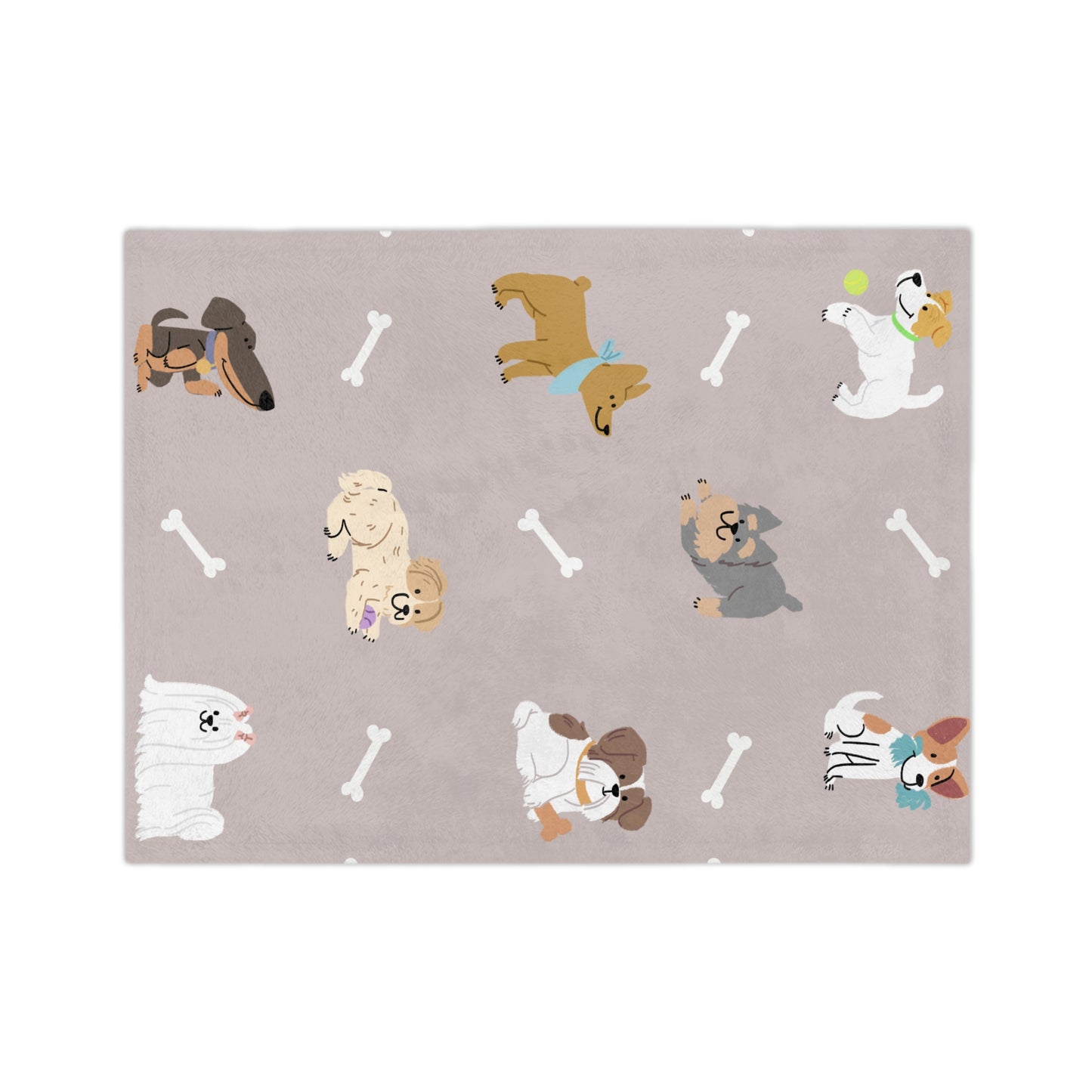 Plush Dog Pattern Microfiber Blanket – Cute Puppies & Bones Cozy Throw