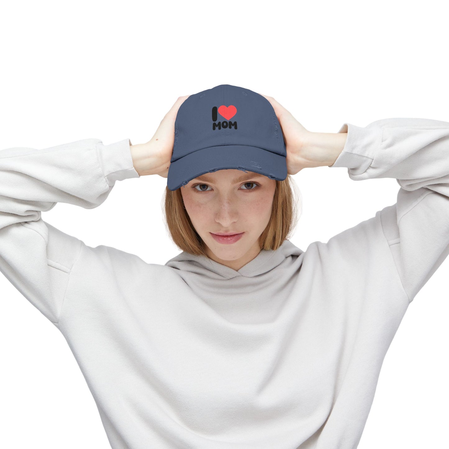 I  Mom Distressed Baseball Cap — Vintage Mom Hat for Mother’s Day