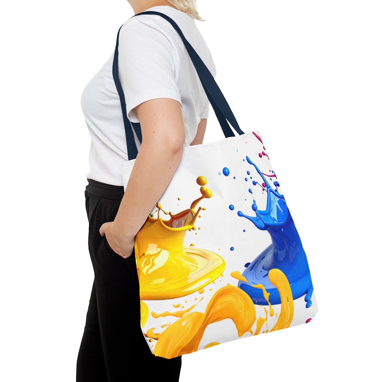 Color Splash Tote Bag – Vibrant Blue & Yellow Paint Splash All-Over Print