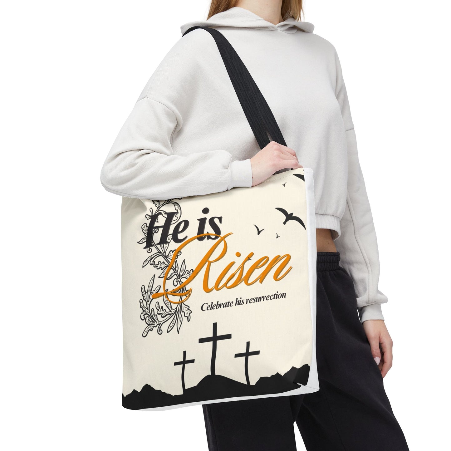 He Is Risen Easter Tote Bag — Christian Resurrection Canvas Tote