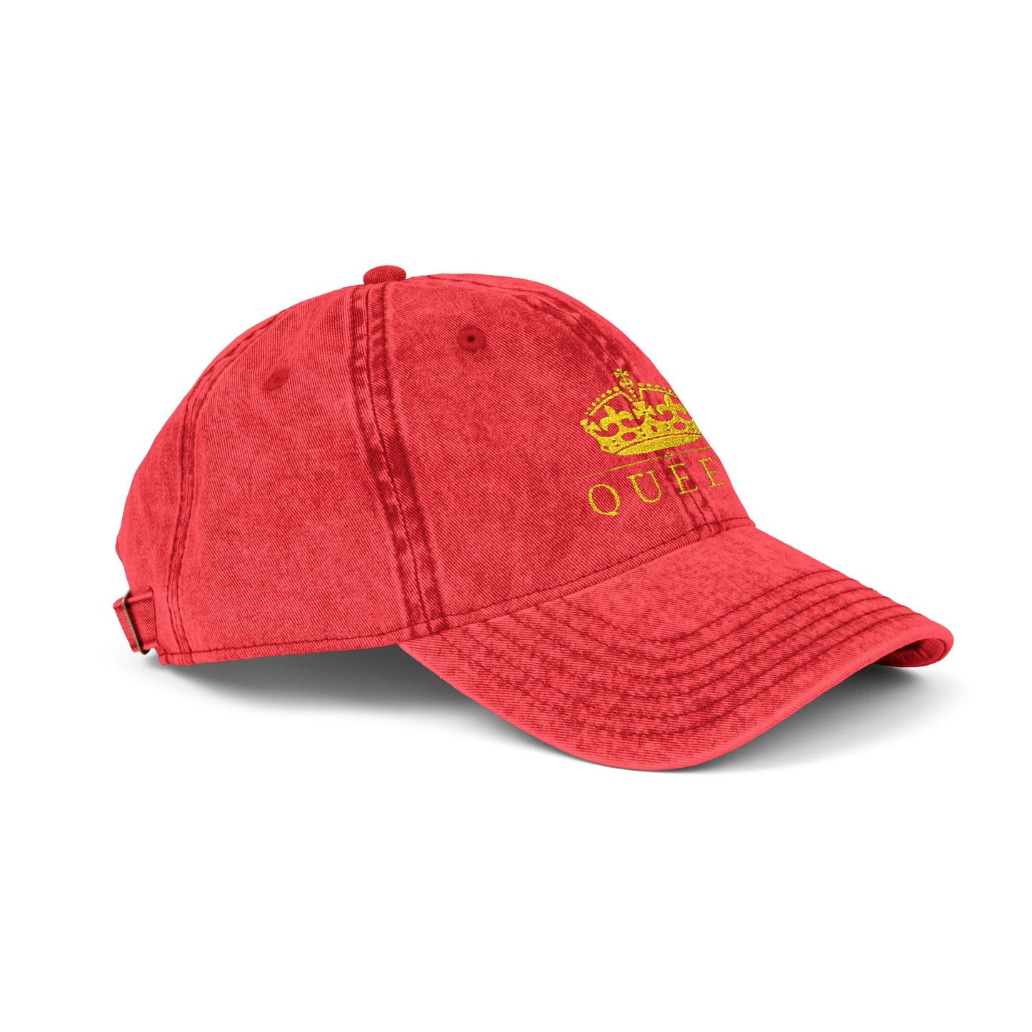 Embroidered 'Queen' Vintage Baseball Cap - Distressed Red Crown Hat