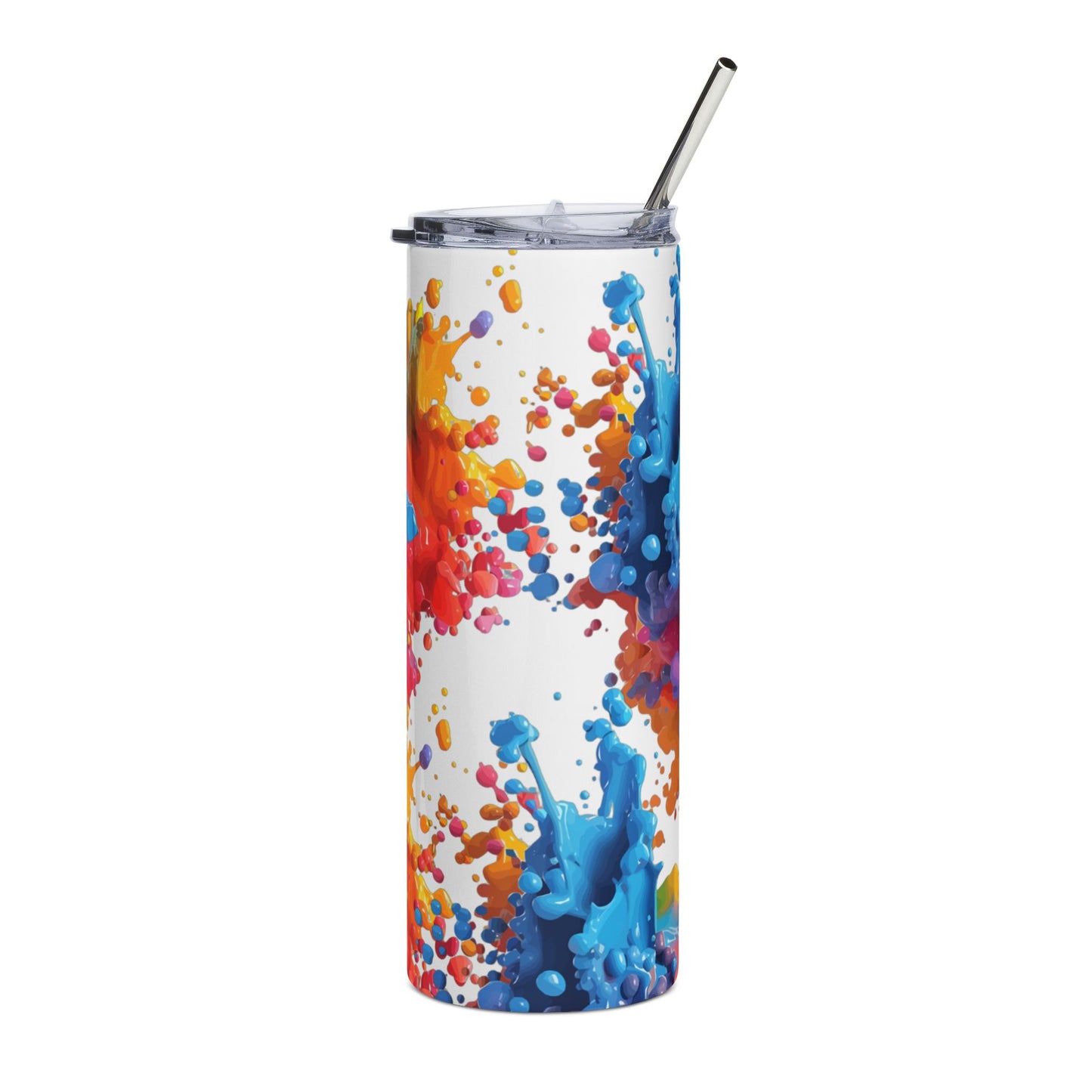20oz Stainless Tumbler — Colorful Paint Splash Stainless Steel Travel Cup