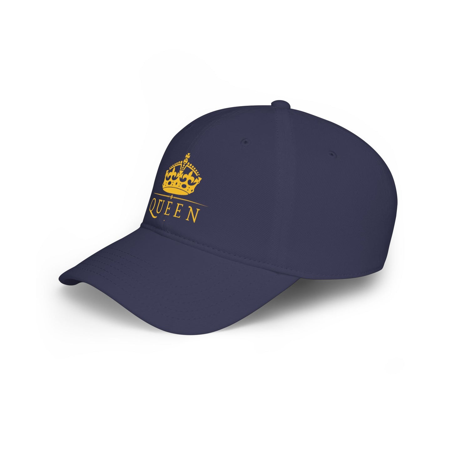 Queen Crown Baseball Cap — Red Low Profile Hat with Gold "QUEEN" Text