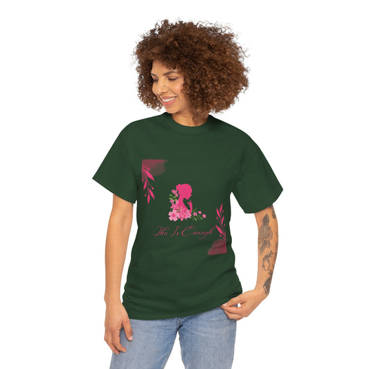 Floral Silhouette Tee — "She Is Enough" Inspirational Women's Shirt