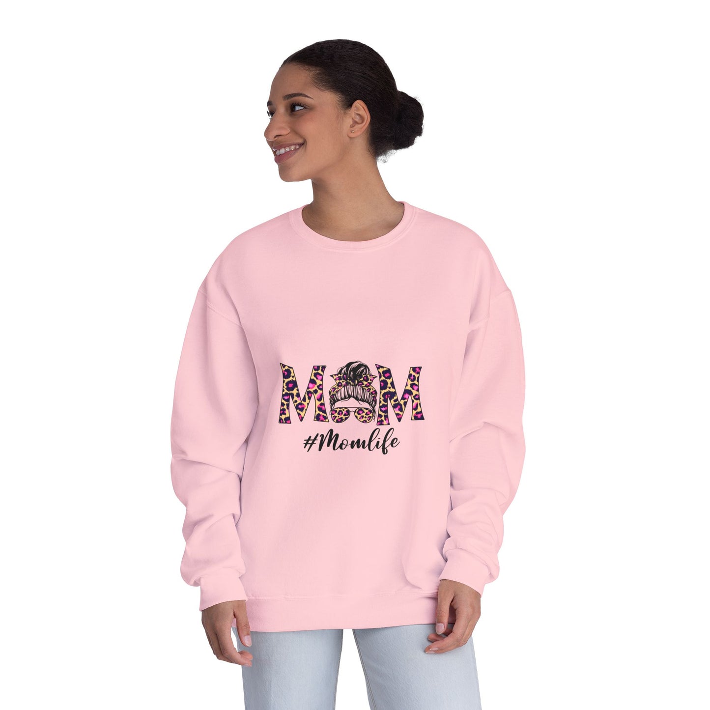 Momlife Floral Crewneck Sweatshirt — “MOM” Leopard Floral Design