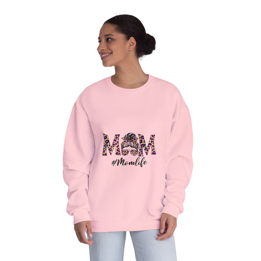 Momlife Floral Crewneck Sweatshirt — “MOM” Leopard Floral Design