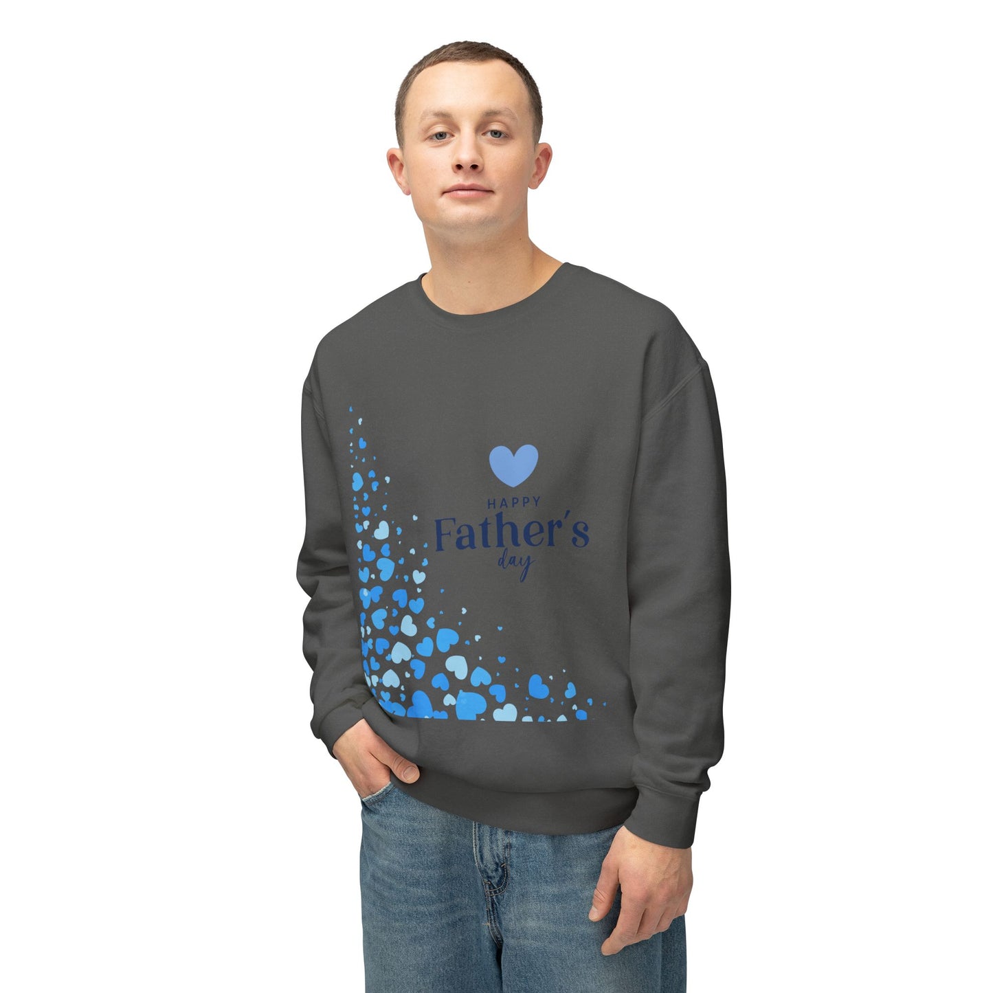 Father's Day Crewneck Sweatshirt – Blue Heart Happy Father's Day Design