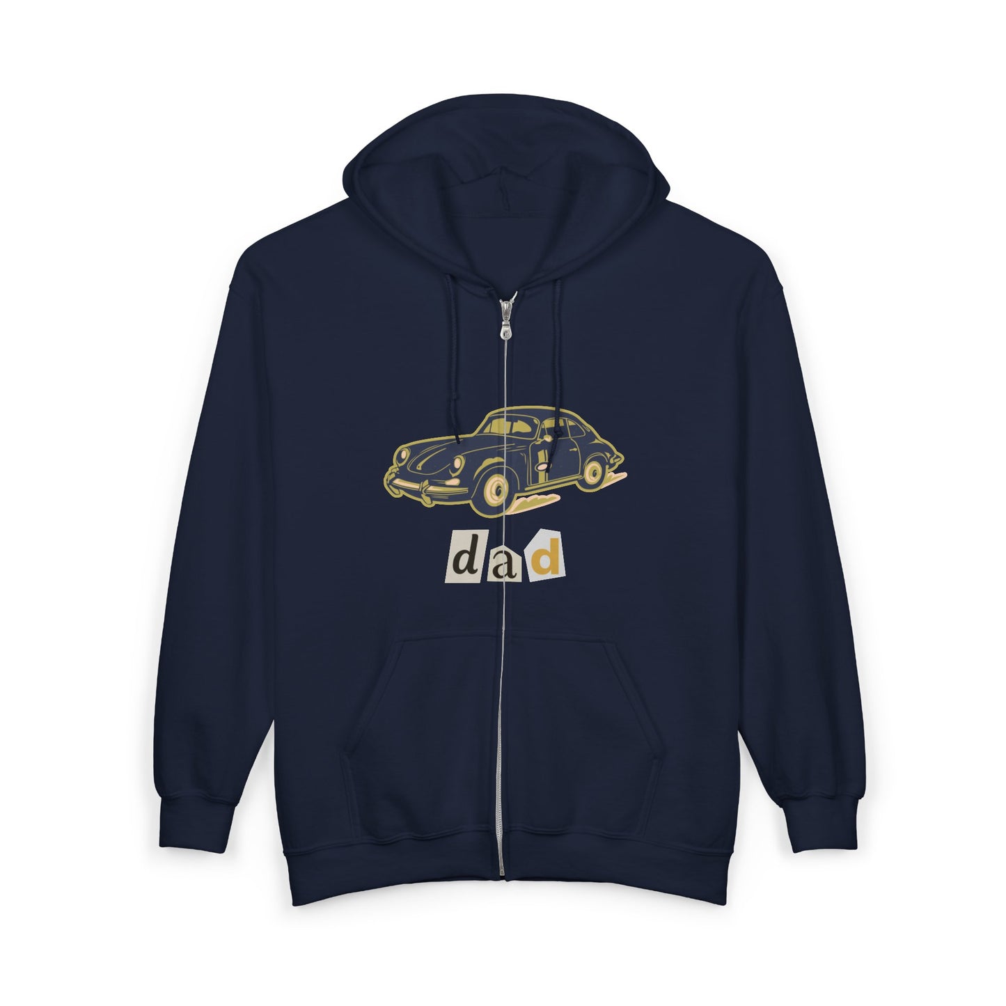 Vintage Beetle Zip Hoodie – 'dad' Car Graphic