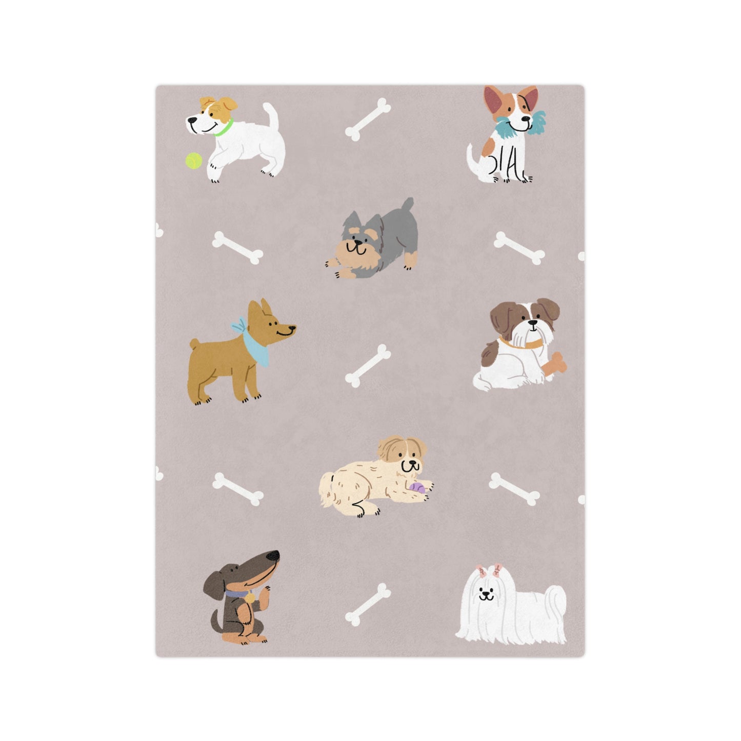Plush Dog Pattern Microfiber Blanket – Cute Puppies & Bones Cozy Throw