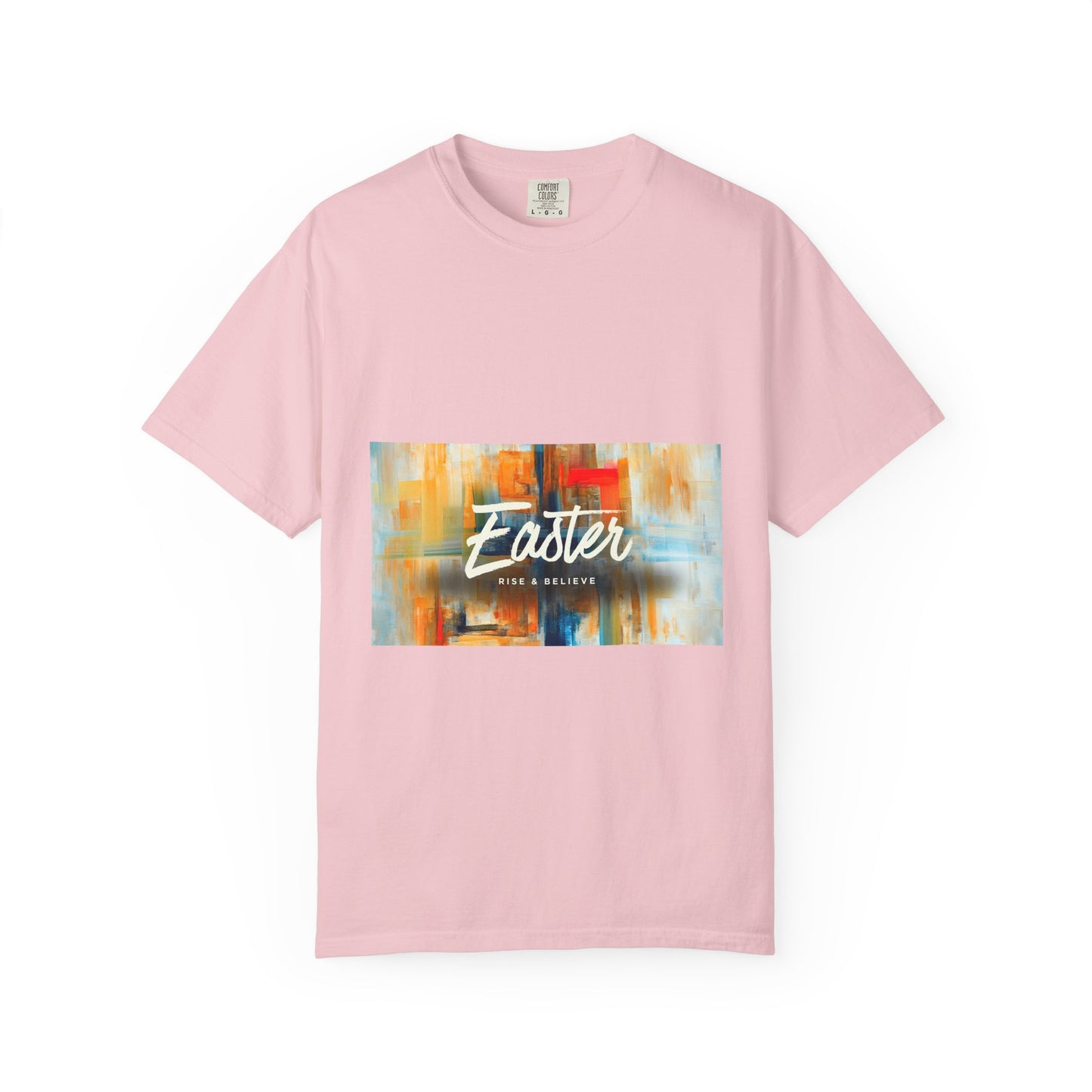 Easter Abstract Brushstroke T-Shirt — "Easter He is Risen" Graphic