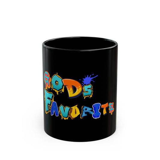 Black Mug - 'God's Favorite' Colorful Graffiti Coffee Mug (11oz & 15oz)