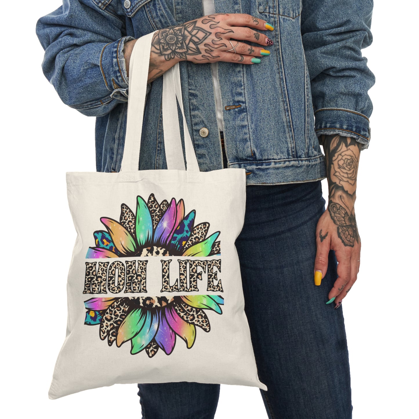 High Life Floral Tote Bag — Colorful Sunflower Canvas Grocery Tote