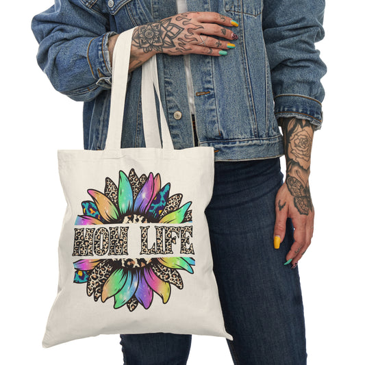High Life Floral Tote Bag — Colorful Sunflower Canvas Grocery Tote