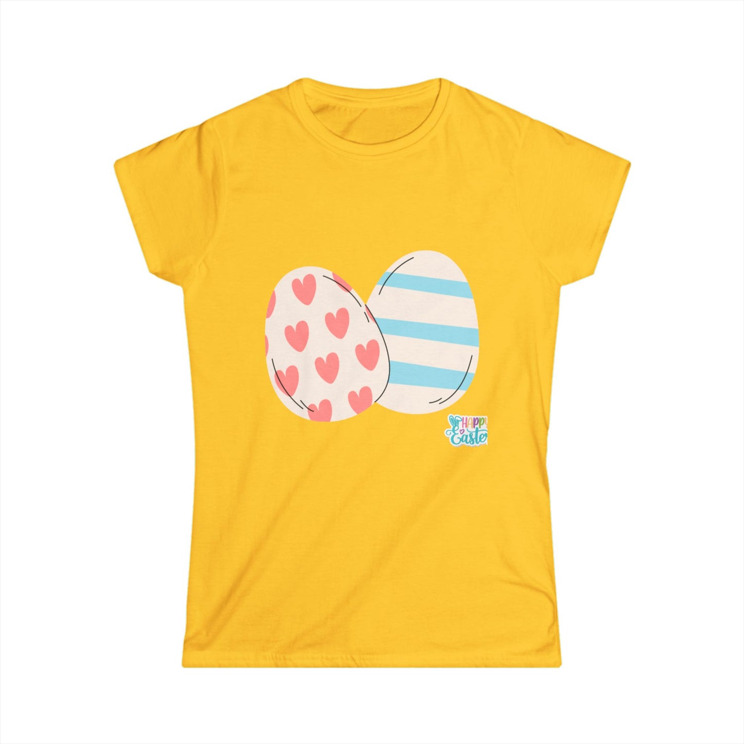 Easter Egg Pattern Women's Softstyle Tee – Cute Spring T-Shirt for Celebrations