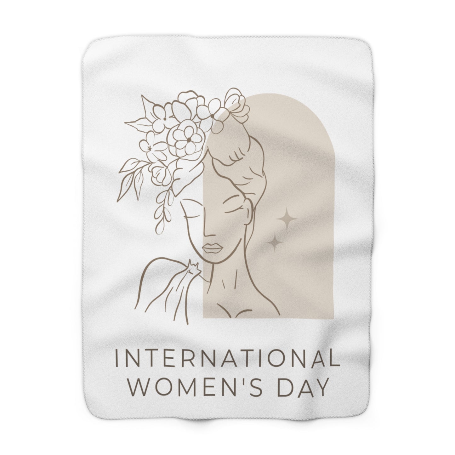 International Women’s Day Sherpa Blanket — Feminine Floral Portrait Cozy Throw