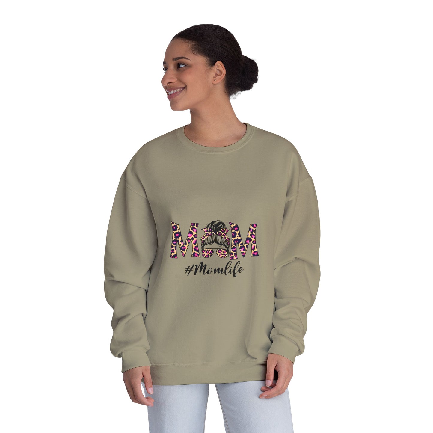 Momlife Floral Crewneck Sweatshirt — “MOM” Leopard Floral Design