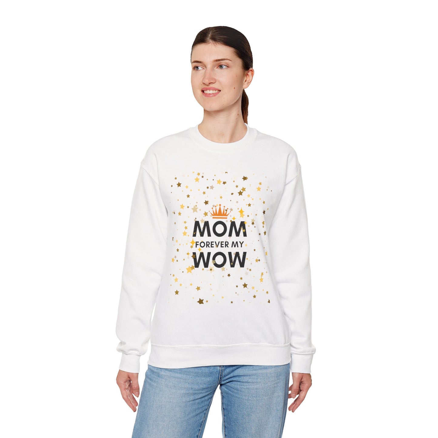 Mom Forever My Wow Crewneck Sweatshirt — Mother's Day Gift, Sparkle Crown Design