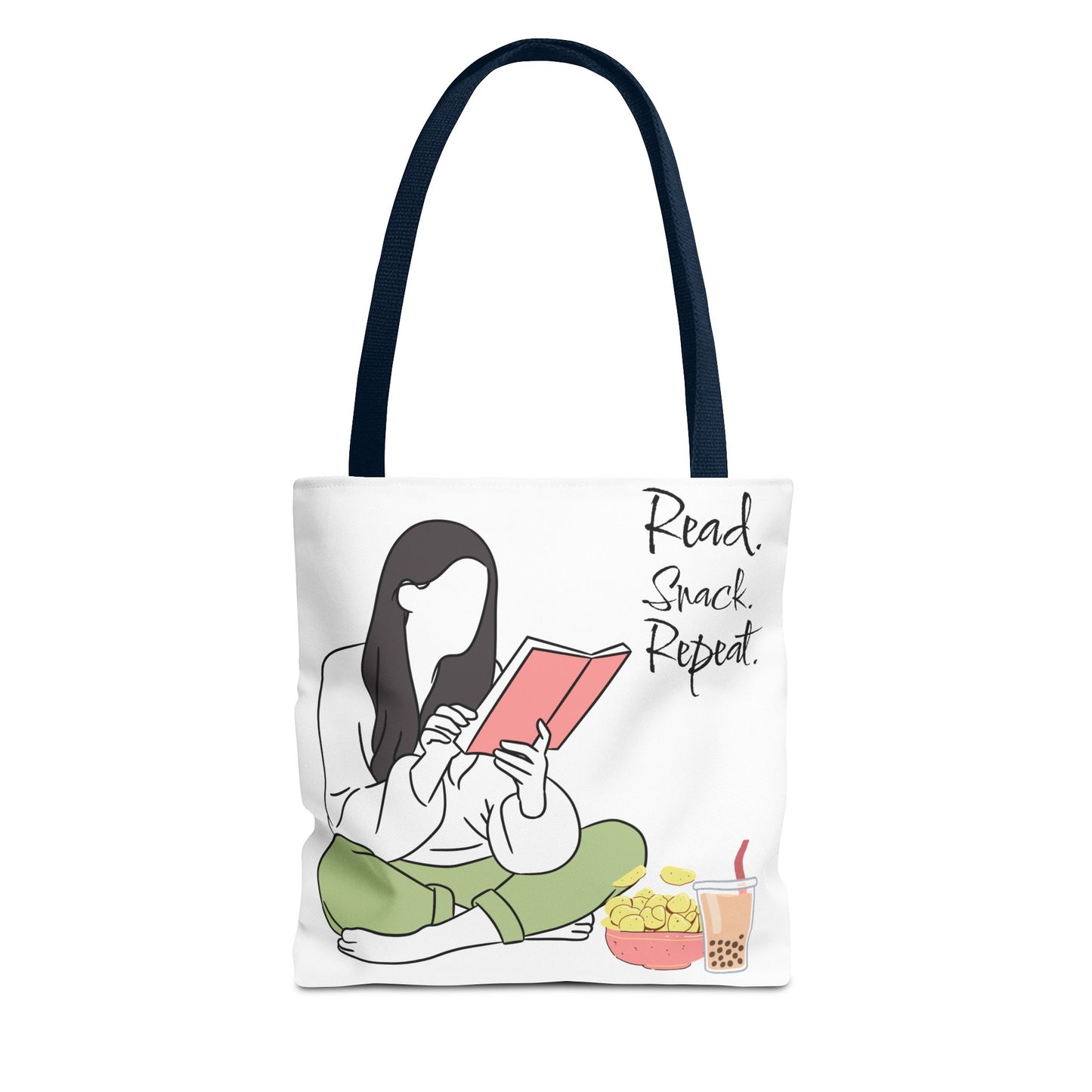 Reading Snack Tote Bag — "Read. Snack. Repeat." Book Lover Canvas Tote