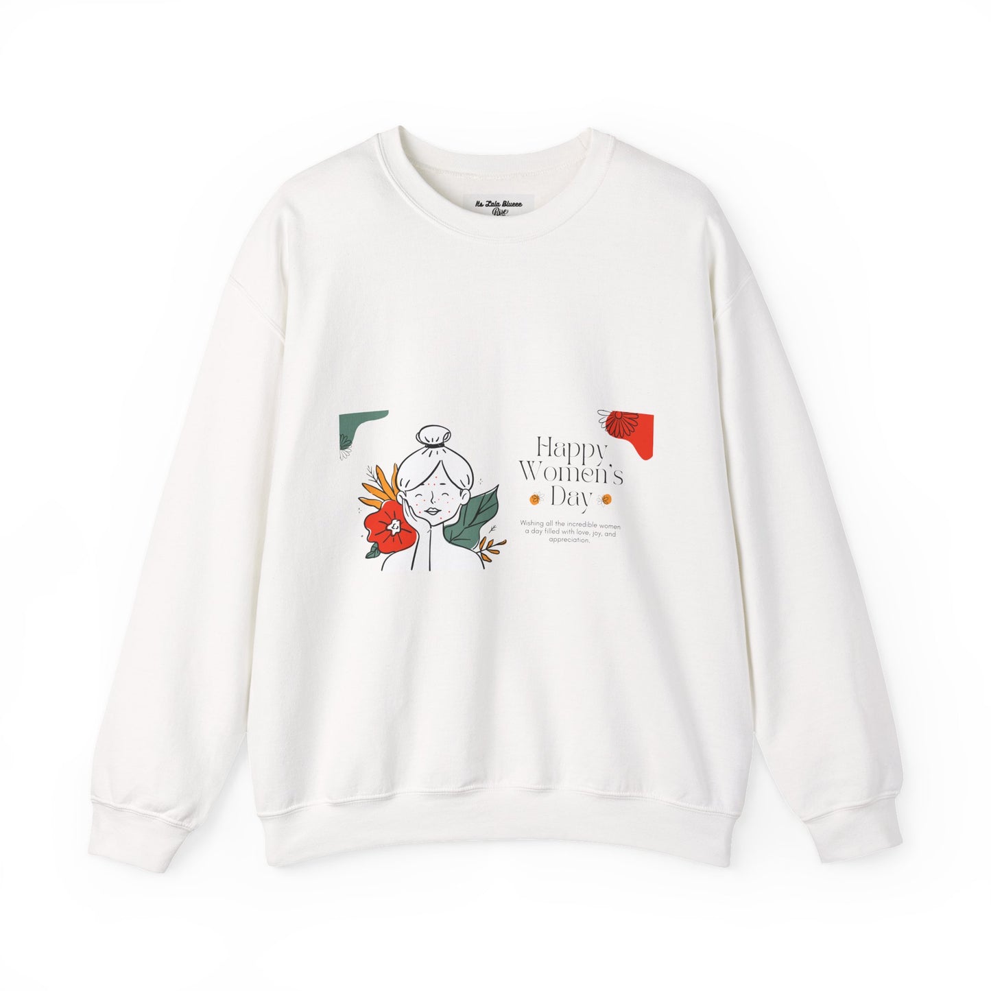 Crewneck Sweatshirt — "Happy Women's Day" Floral Line Art