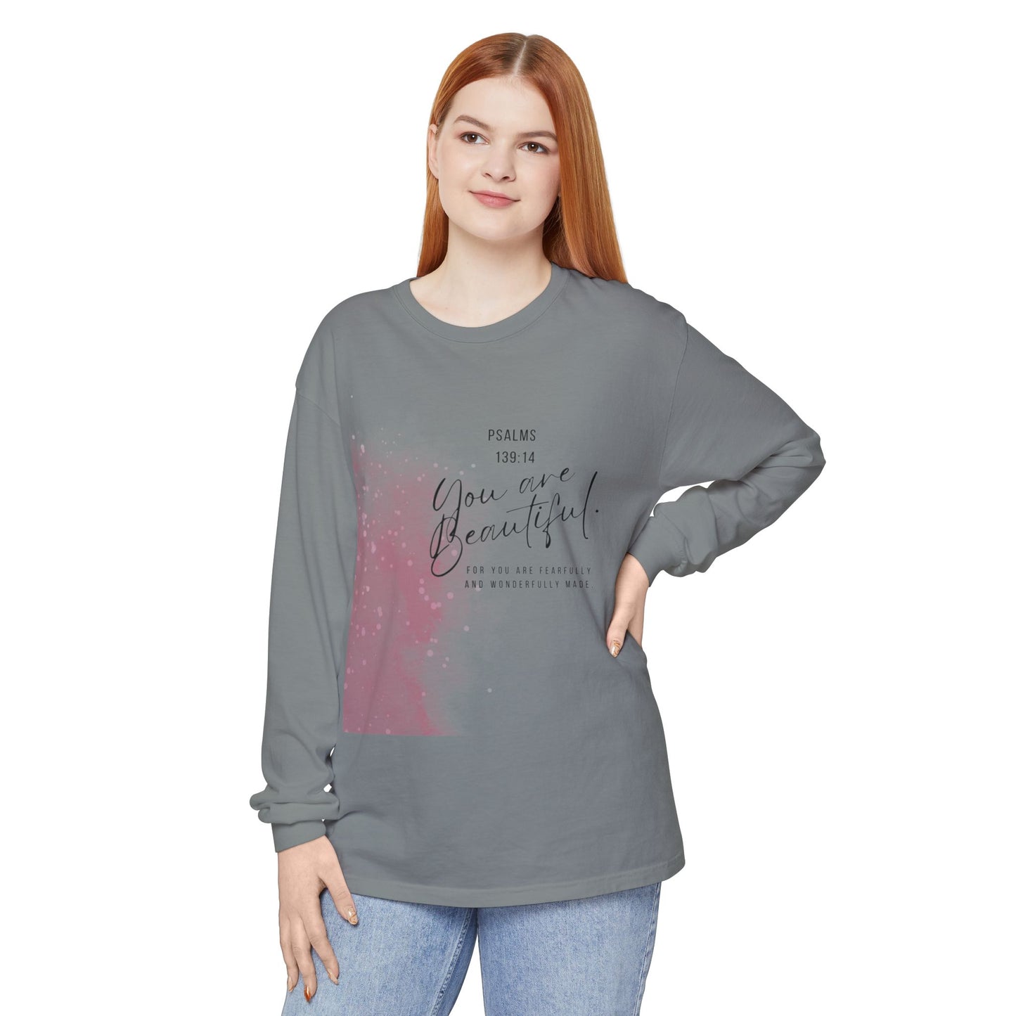 You Are Beautiful Long Sleeve Tee — Psalm 139:14 Inspirational Christian Shirt