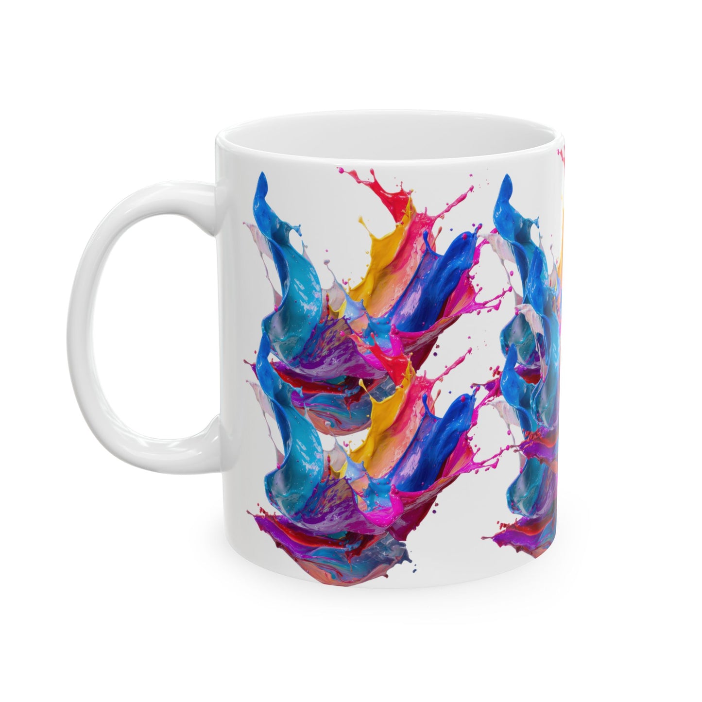 Colorful Paint Splash Ceramic Mug — Artistic Abstract 11oz/15oz Coffee Cup