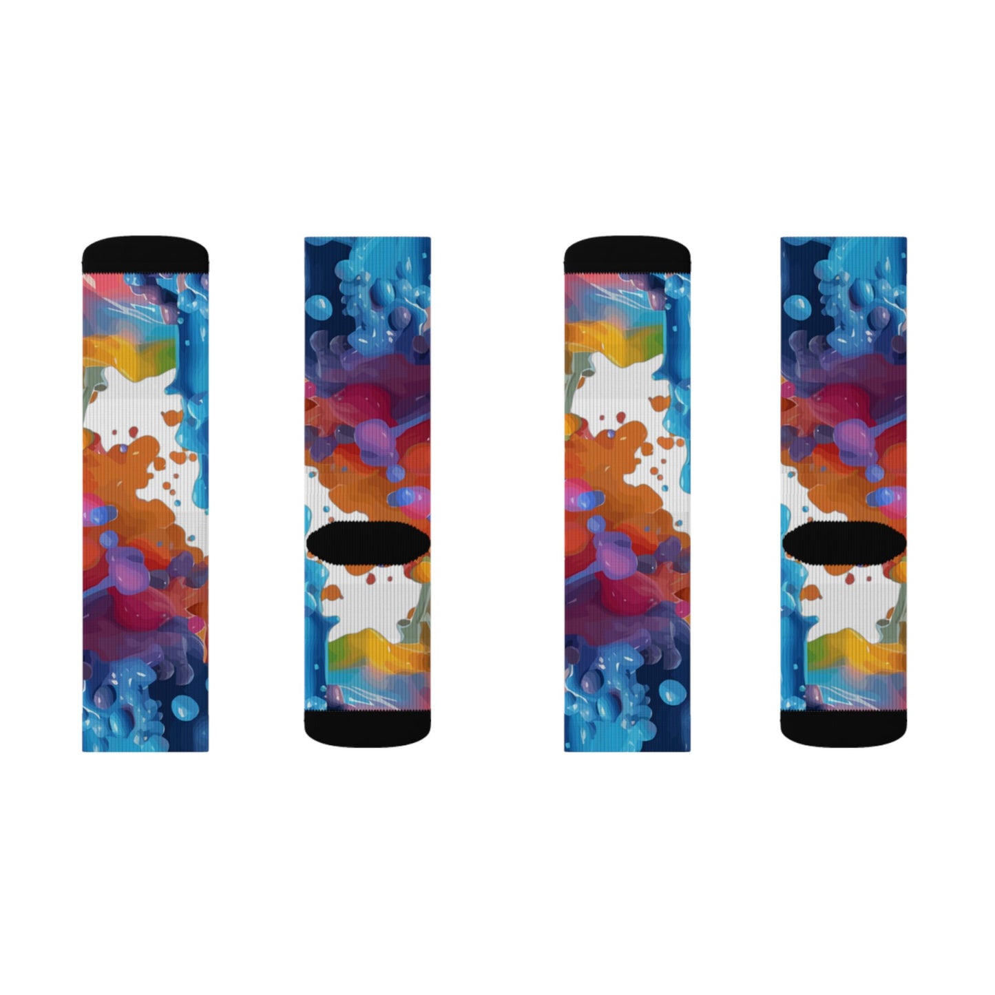 Color Splash Sublimation Socks — Abstract Rainbow Crew Socks