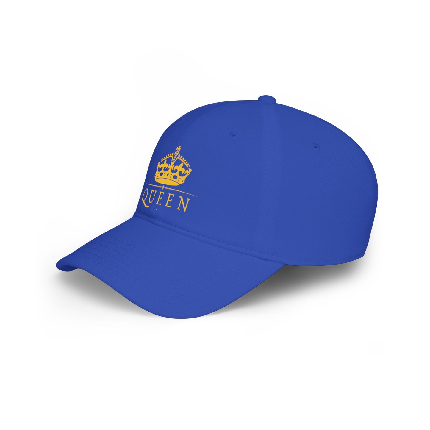 Queen Crown Baseball Cap — Red Low Profile Hat with Gold "QUEEN" Text