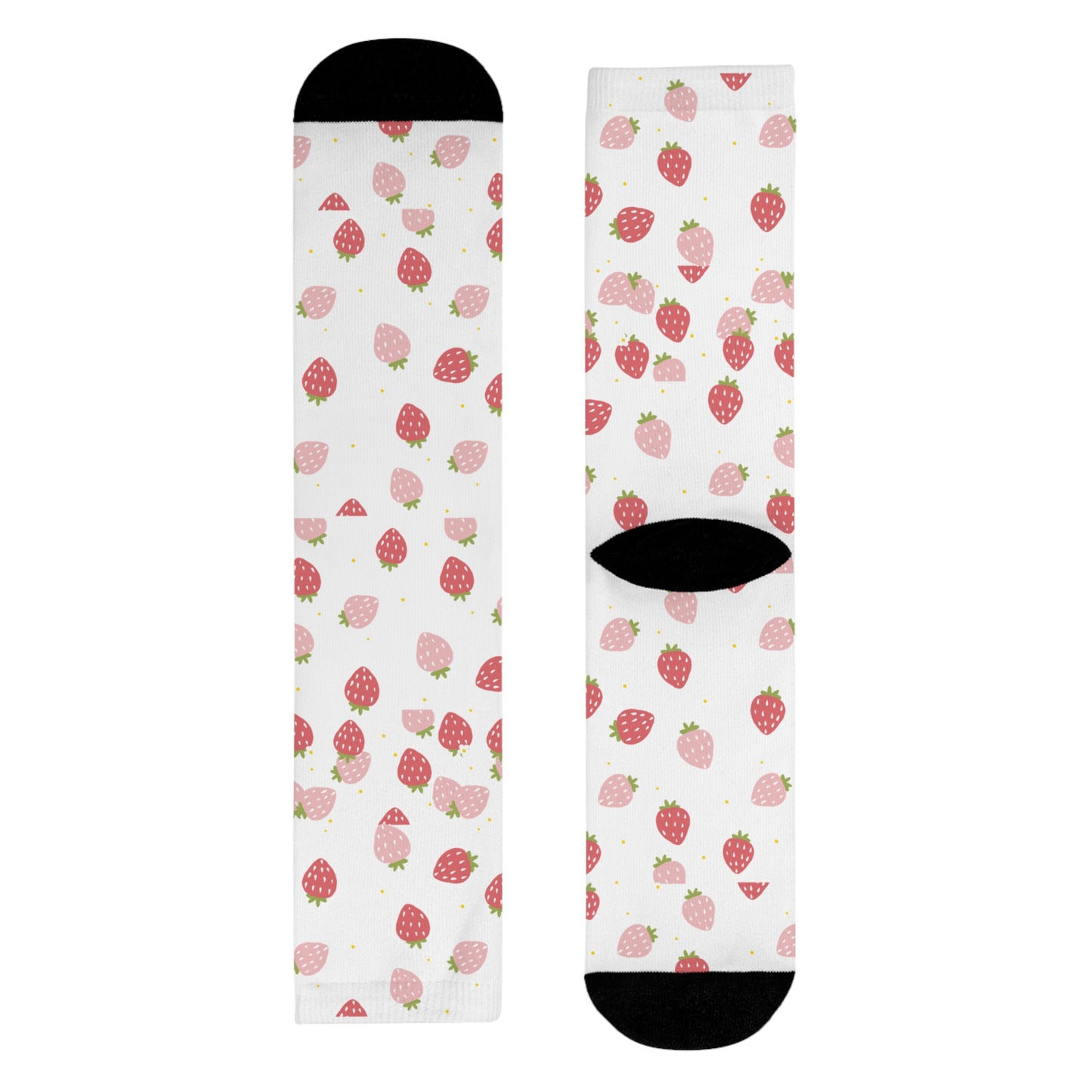 Strawberry Pattern Crew Socks – Cute Pink Fruit Sublimation Socks