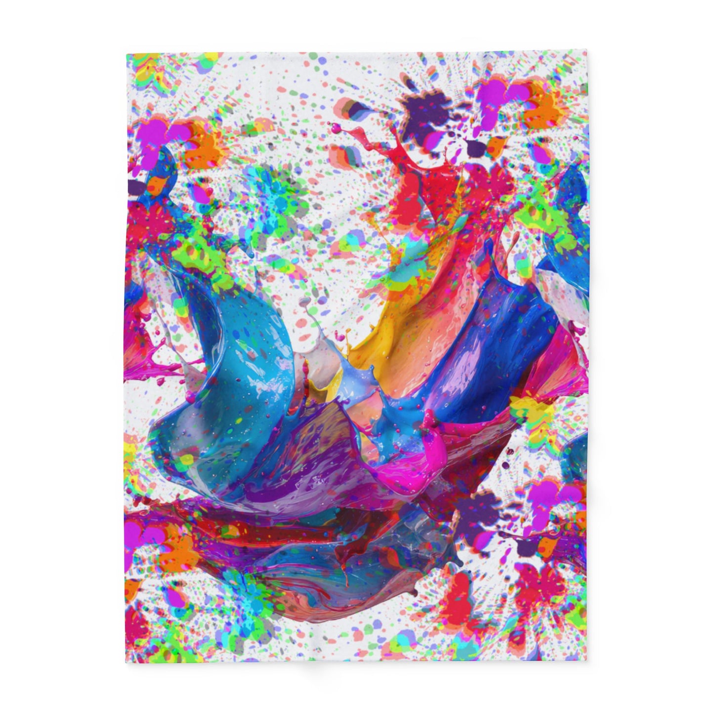 Arctic Fleece Blanket — Vibrant Abstract Paint Splash Throw