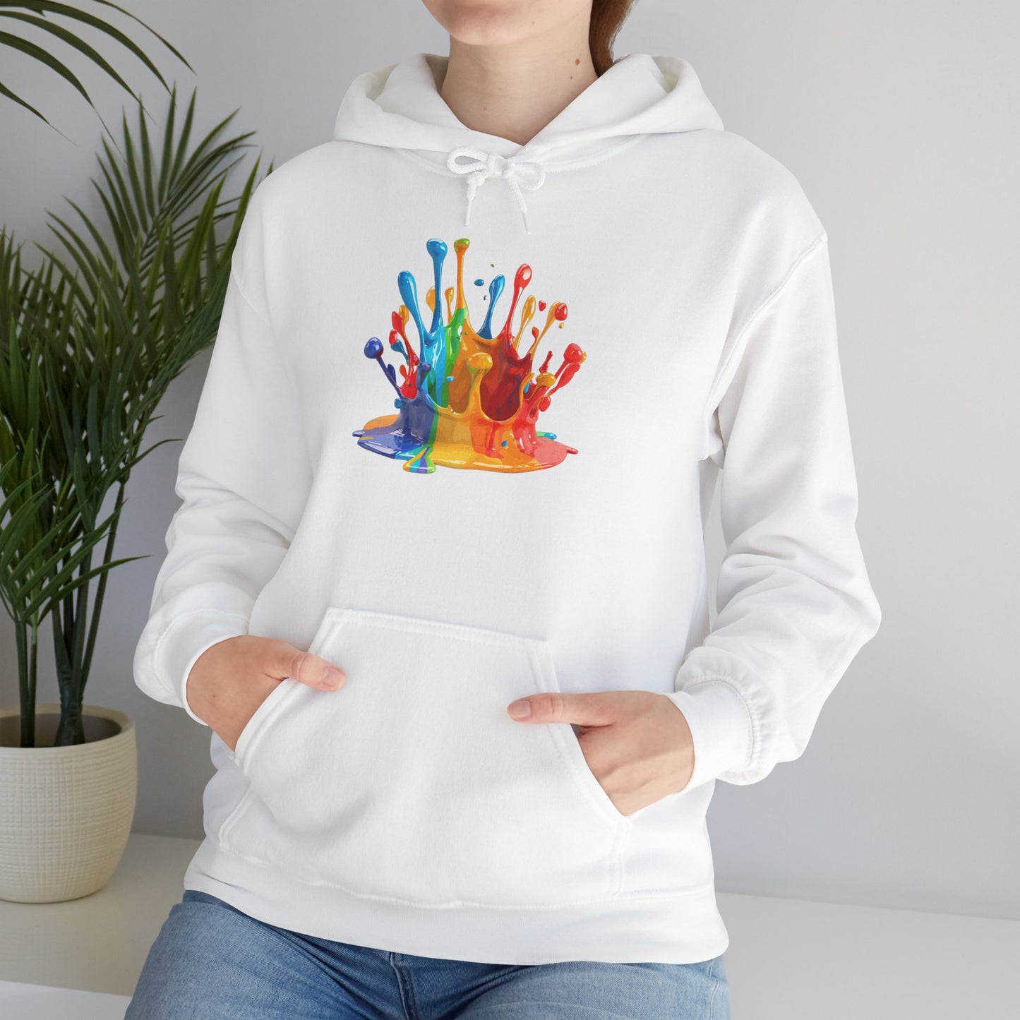 Color Splash Crown Hoodie – Rainbow Paint Crown Graphic Sweatshirt