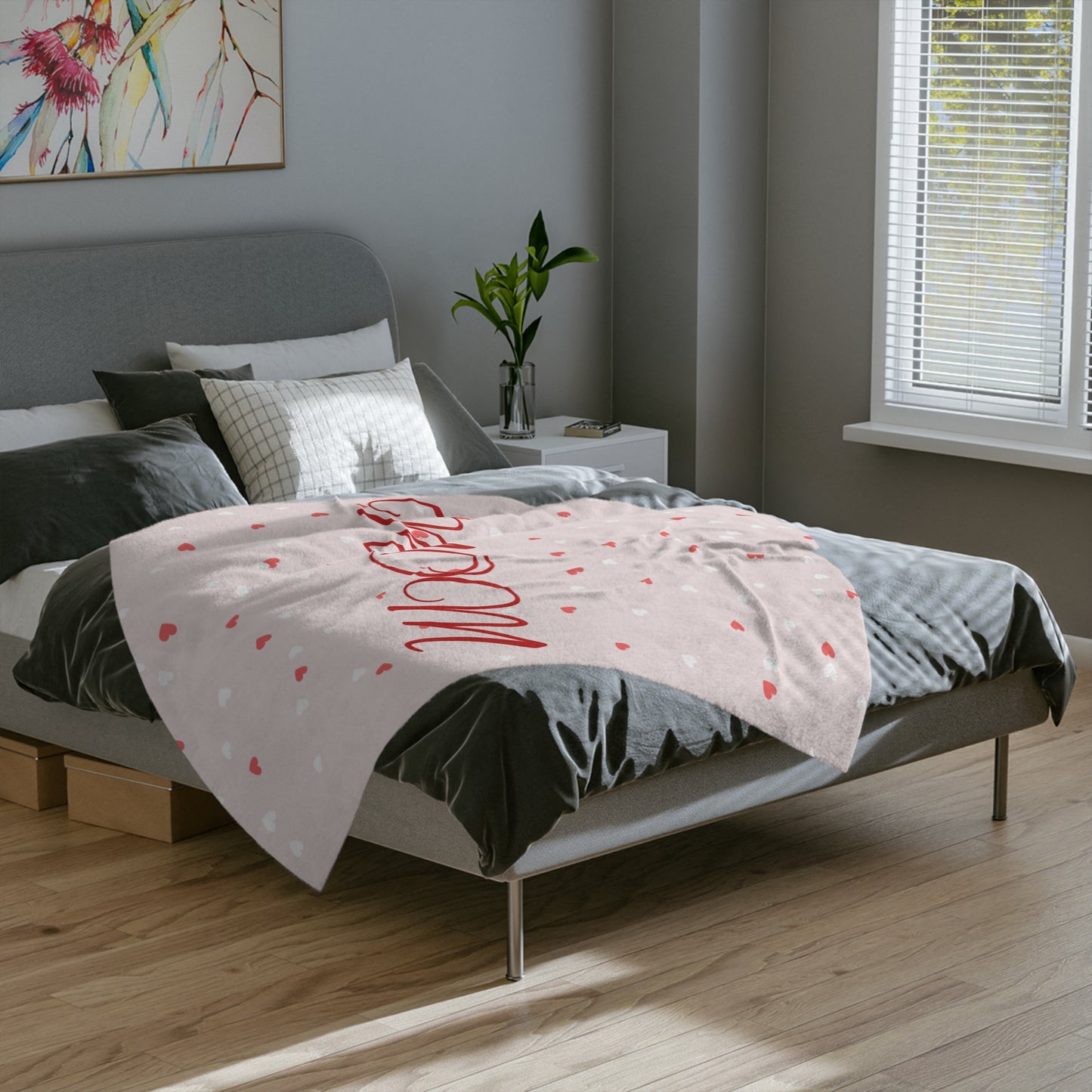 Mom Heart Microfiber Blanket — Soft Velveteen Throw for Mother’s Day & Gifts