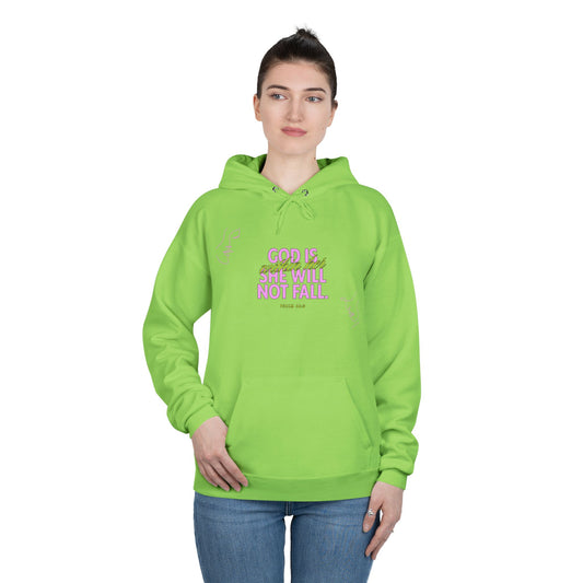 Inspirational 'God Is, She Will Not Fall' Hoodie - Christian Faith Pullover