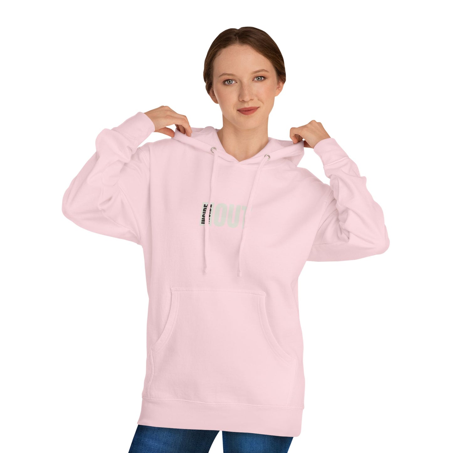 Inside Out Hoodie — Minimalist White Pullover with Subtle Typography