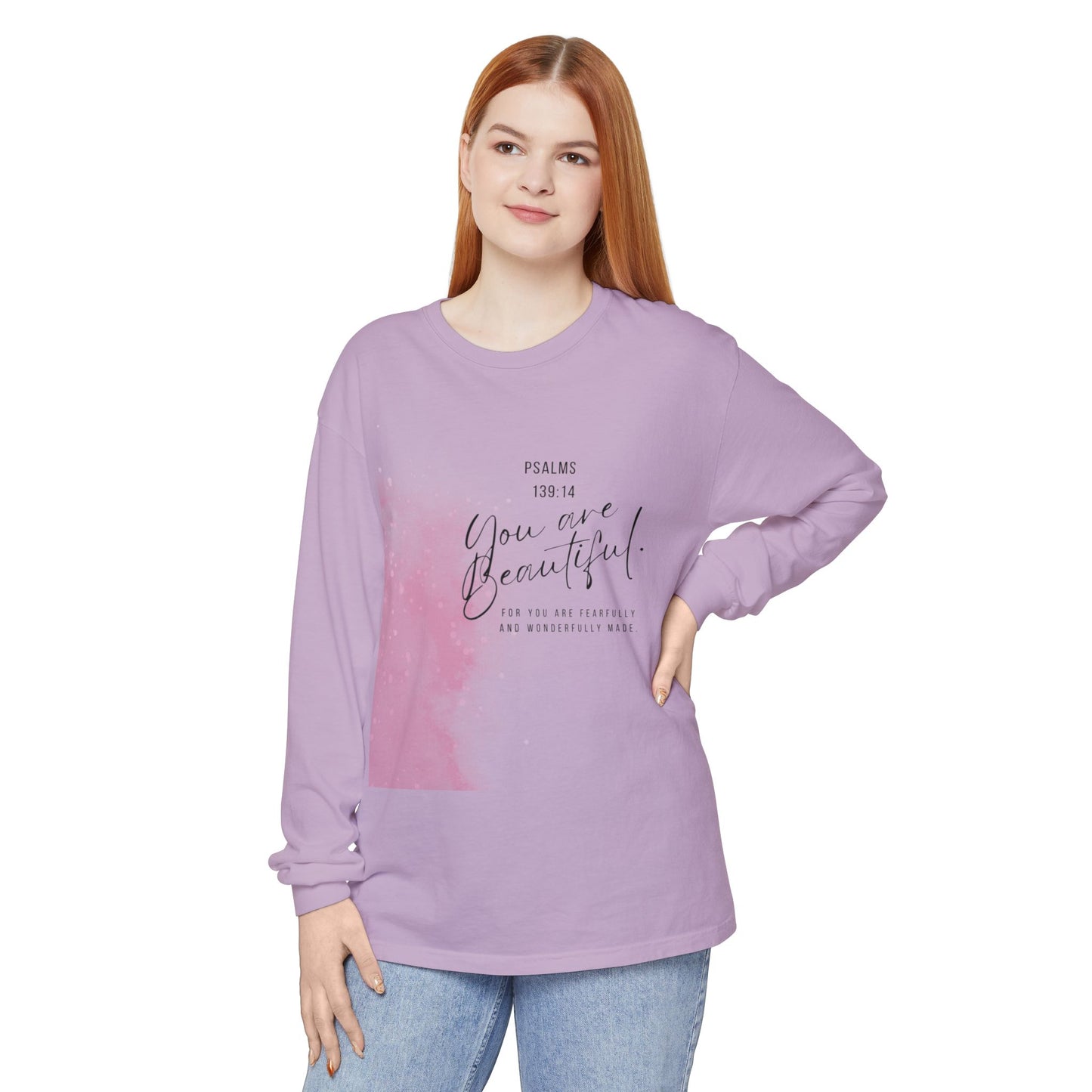 You Are Beautiful Long Sleeve Tee — Psalm 139:14 Inspirational Christian Shirt