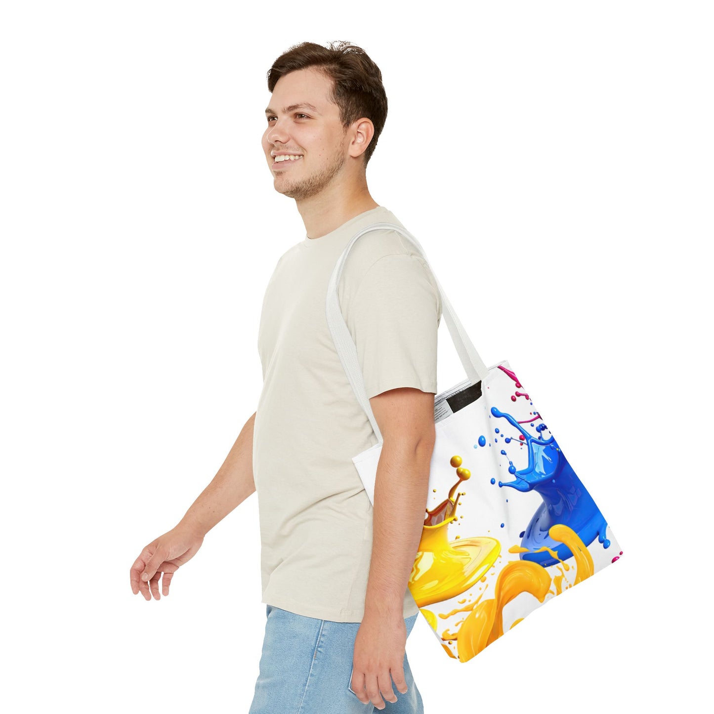 Color Splash Tote Bag – Vibrant Blue & Yellow Paint Splash All-Over Print