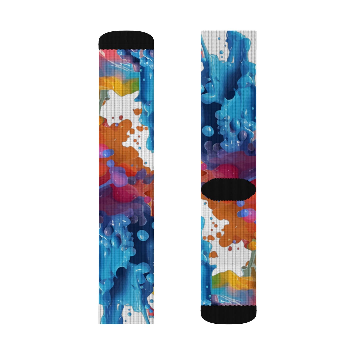 Color Splash Sublimation Socks — Abstract Rainbow Crew Socks