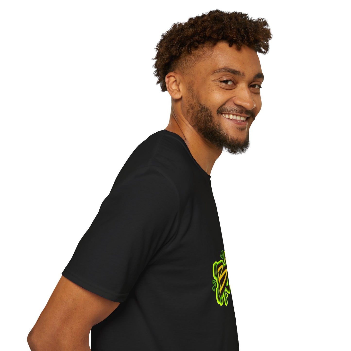 Bro Graffiti T-Shirt — Urban Streetwear Tee with Neon Green Spray Graphic