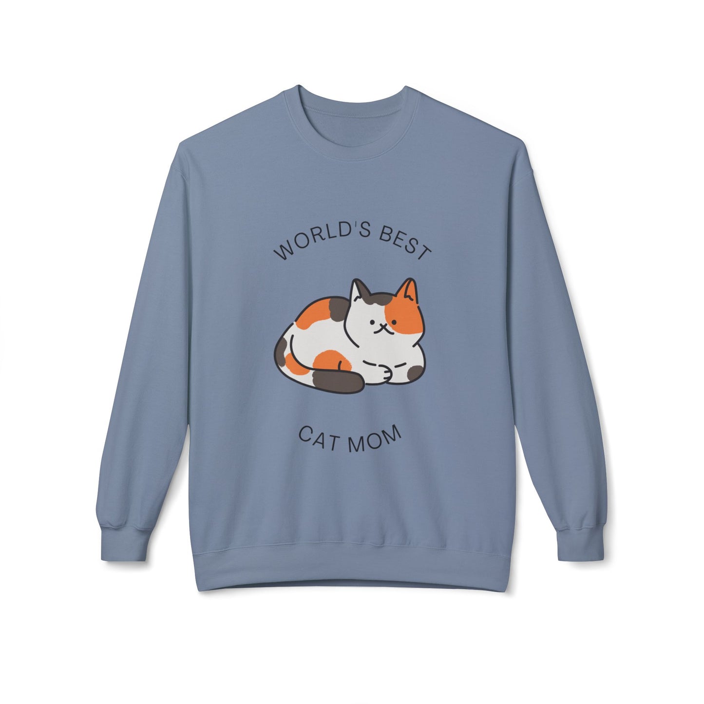 Cat Mom Sweatshirt - "World's Best" Cute Calico Cat Crewneck