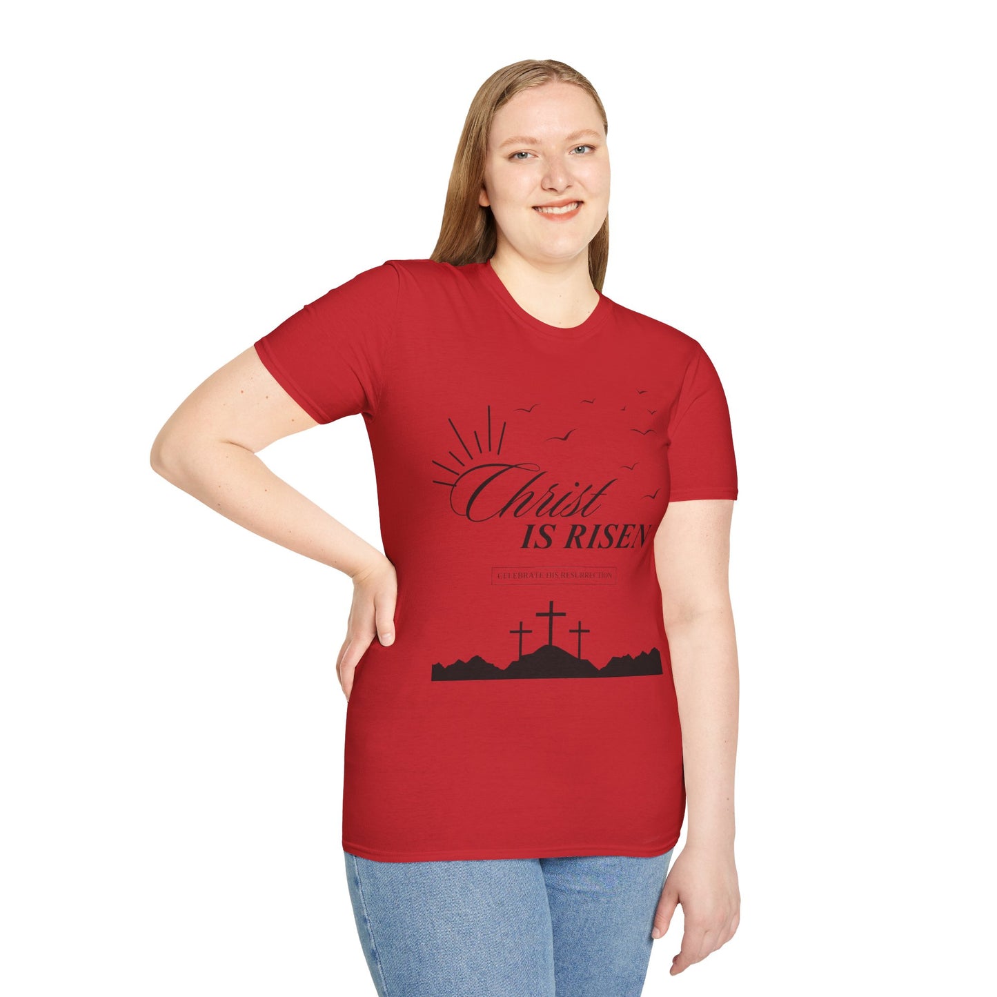 Christ Is Risen T-Shirt — Easter Christian Faith Tee with Crosses