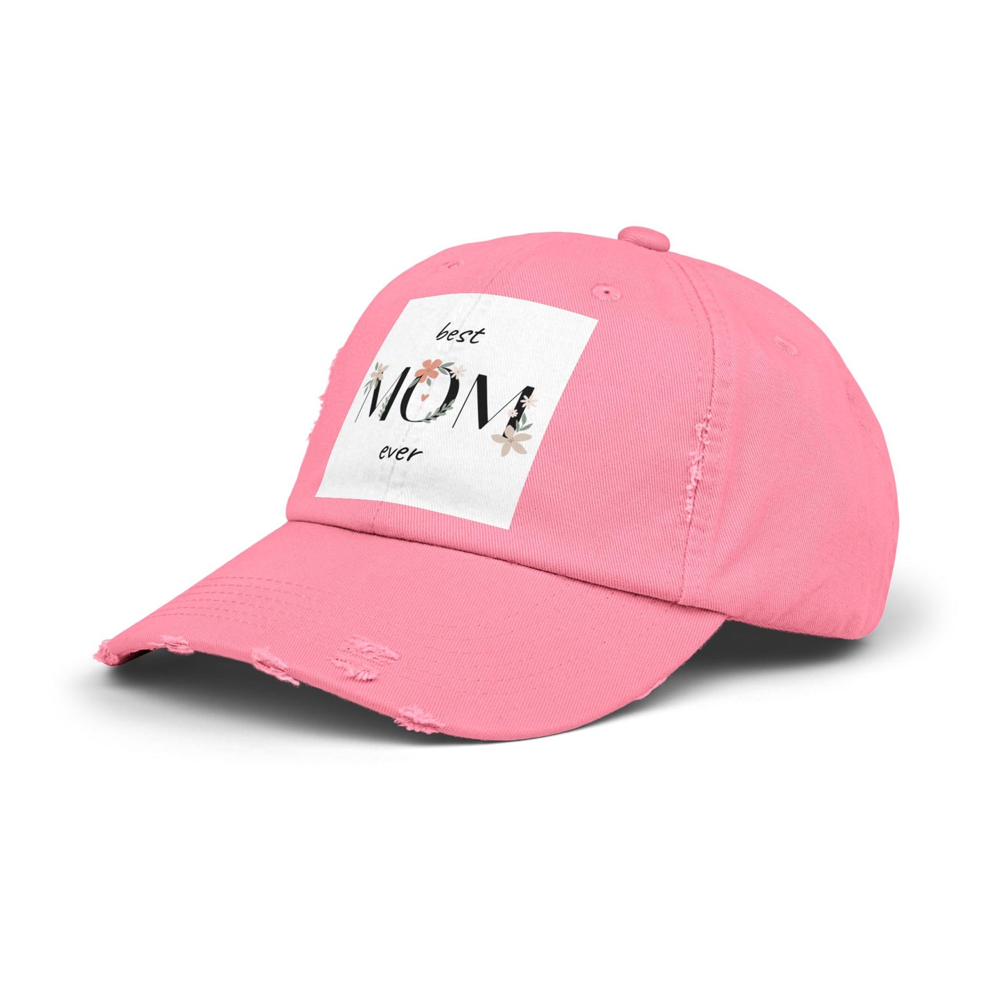 Best Mom Ever Distressed Cap - Floral Patch Mother’s Day Hat