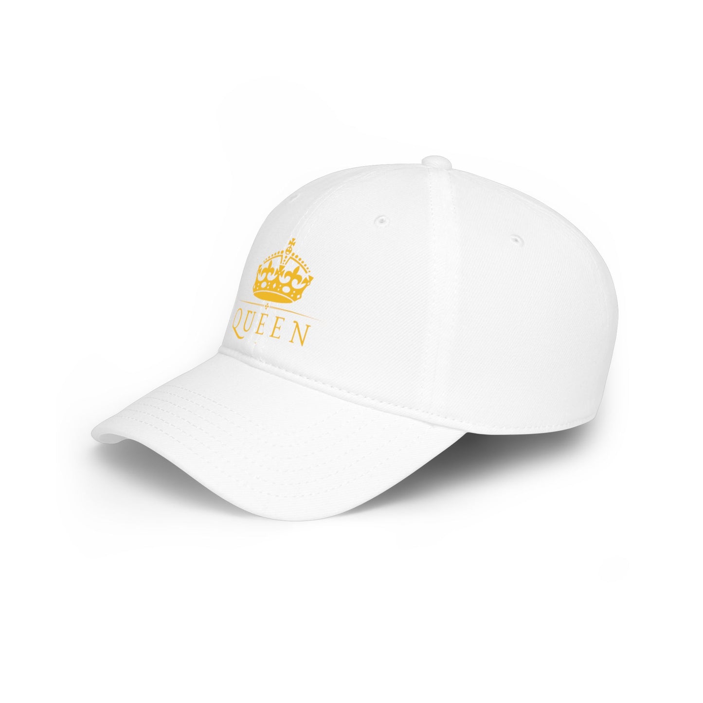 Queen Crown Baseball Cap — Red Low Profile Hat with Gold "QUEEN" Text
