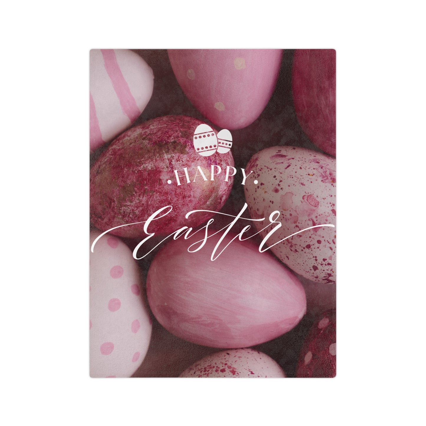 Happy Easter Pink Eggs Blanket - Velveteen Microfiber Easter Throw